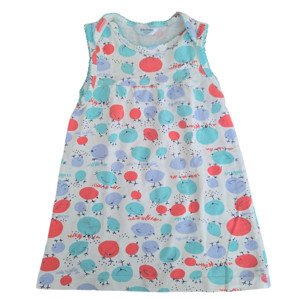 Baby Boden Girls‎ Bird Print Sleeveless Jersey Dress Turquoise Red 3-6 Months